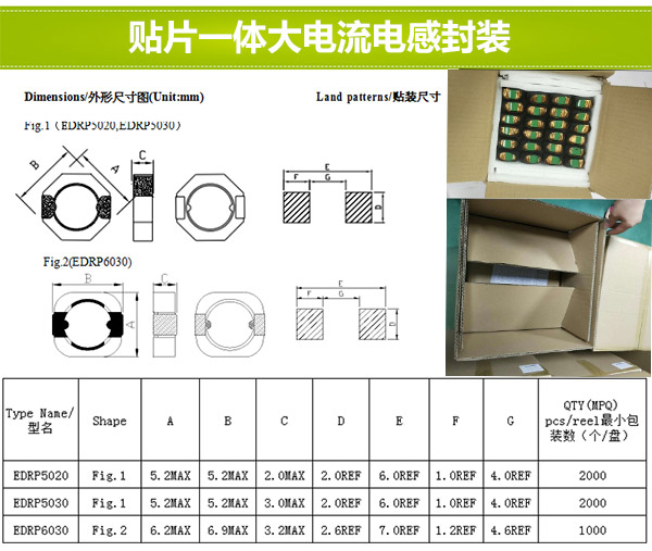 貼片一體大電流電感封裝 貼片一體大電流電感封裝
